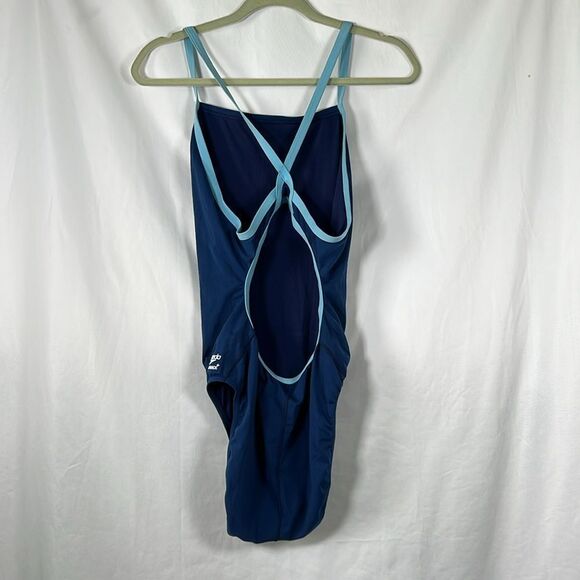Women's Solid Flyback Training One Piece Blue Endurance+ 14/40 - Picture 5 of 6